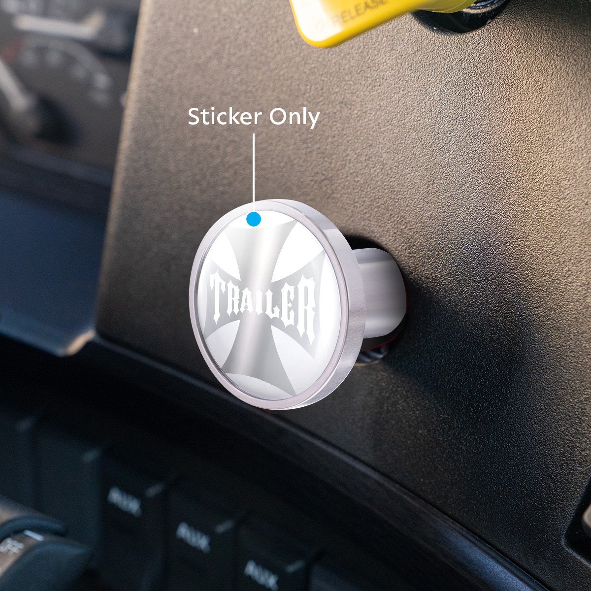 "Trailer" Maltese Cross Air Valve Knob Candy Color Sticker Only- Pearl White - Thumbnail 2