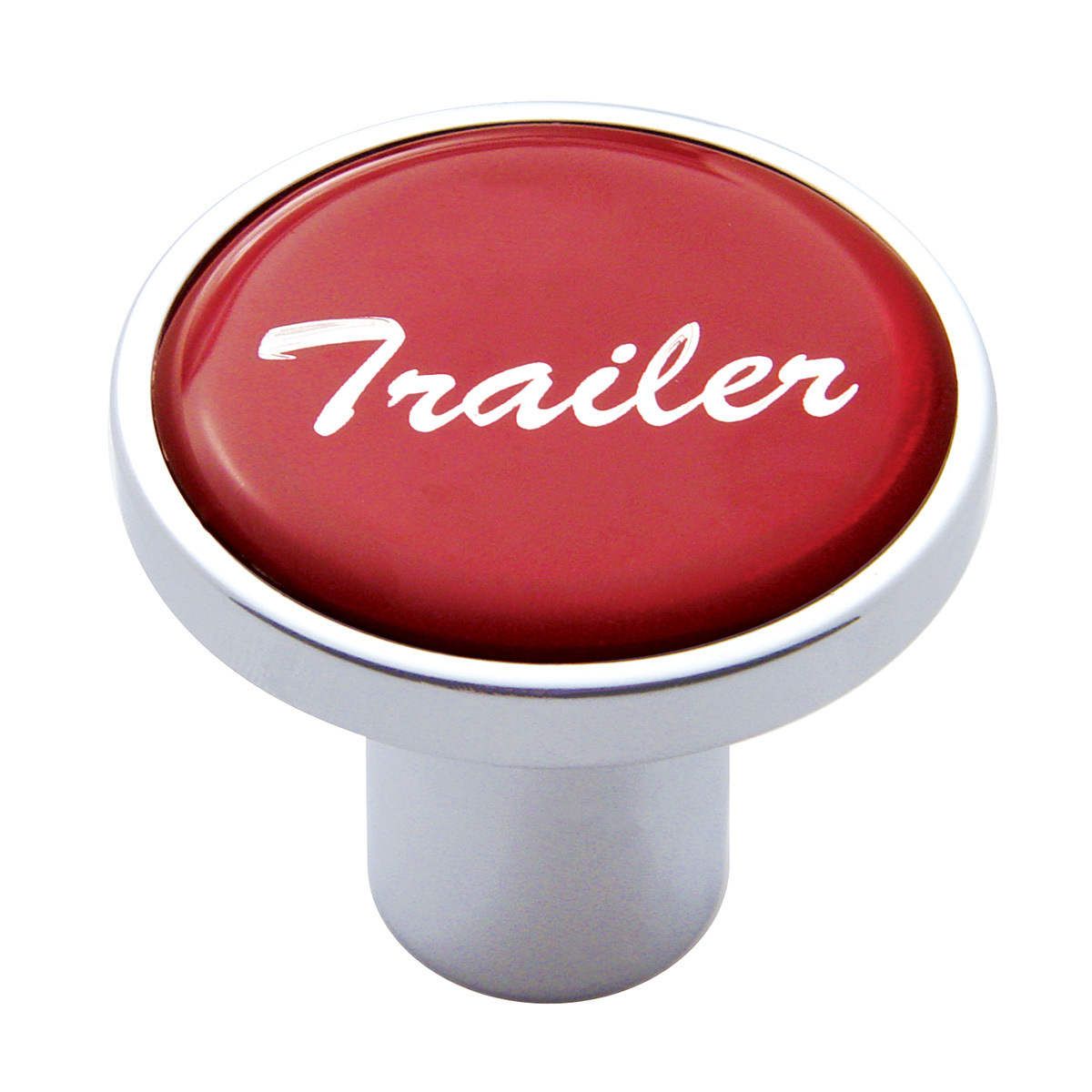Aluminum Screw-On Air Valve Knob With Glossy Trailer Script Sticker - Red Sticker - Thumbnail 3