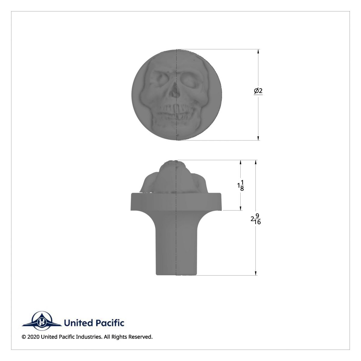 1/2"-13 Thread-On Skull Shift Knob - Chrome - Thumbnail 5