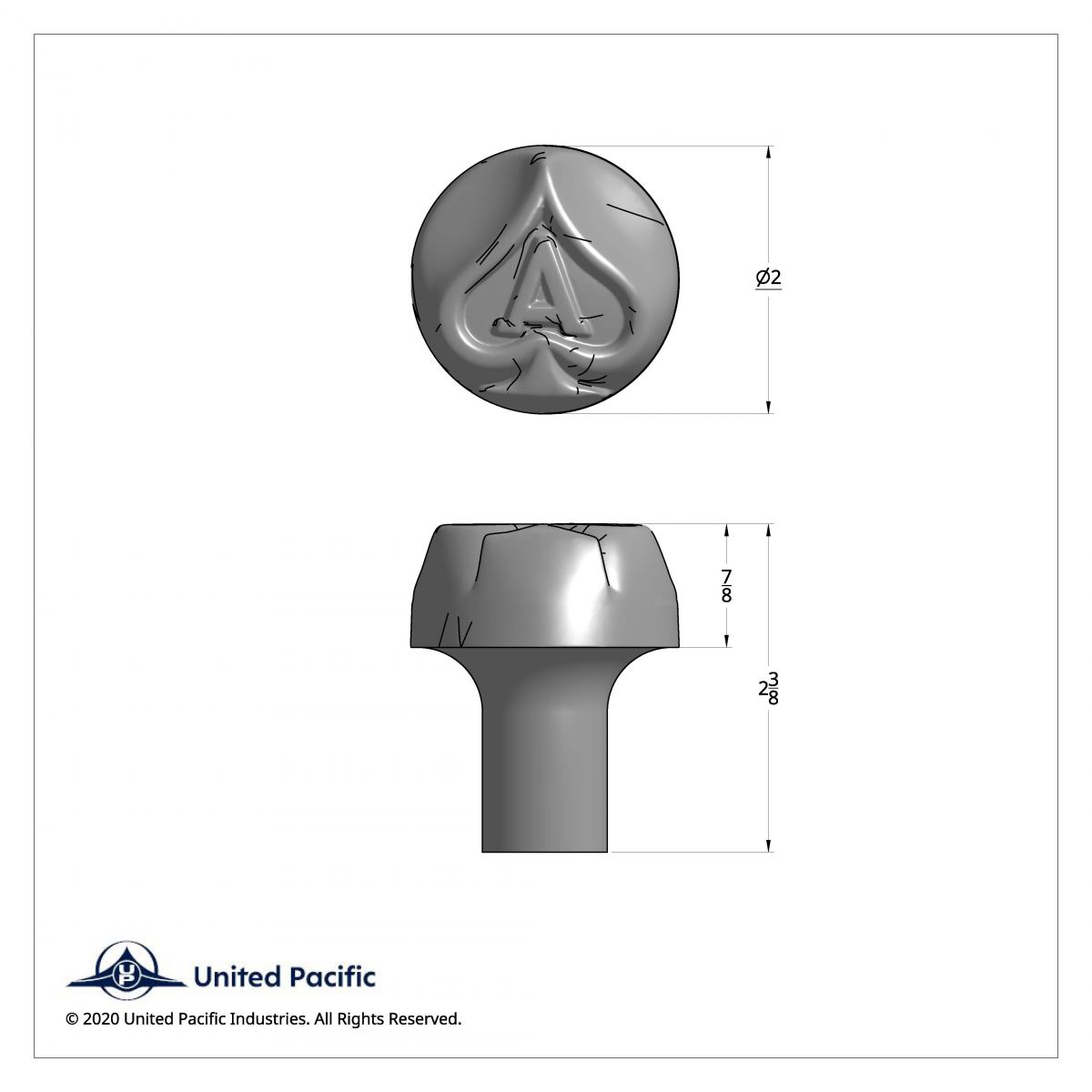 1/2"-13 Thread-On Ace of Spades Shift Knob - Chrome - Thumbnail 5