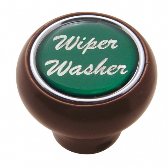 "Wiper/Washer" Wood Deluxe Dash Knob - Green Glossy Sticker