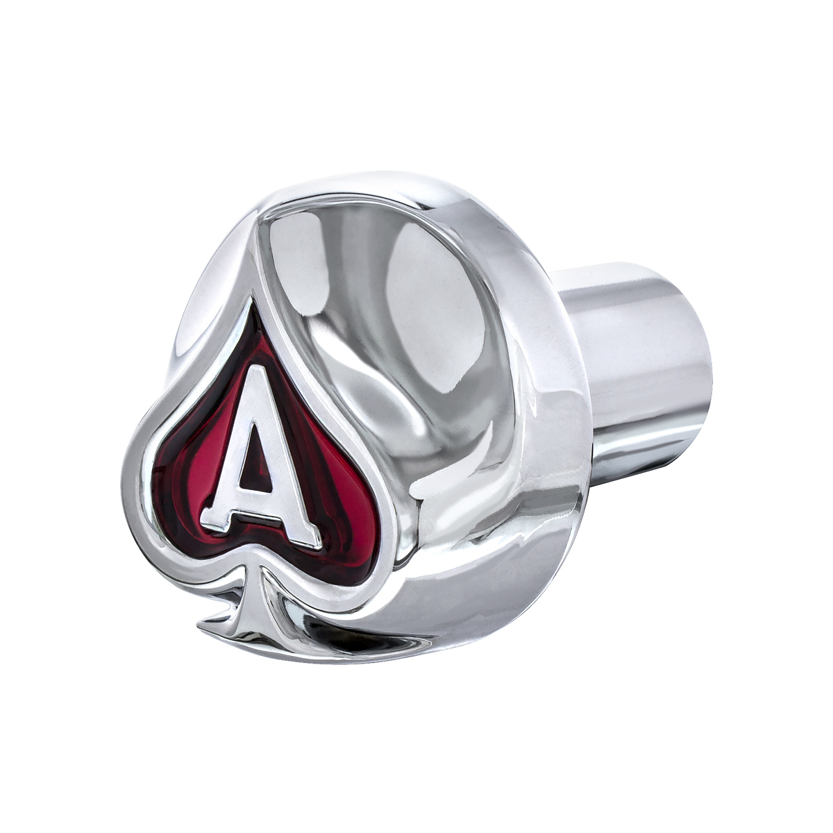 Ace Of Spades Air Valve Knob - Chrome With Red Inlay - Thumbnail 7