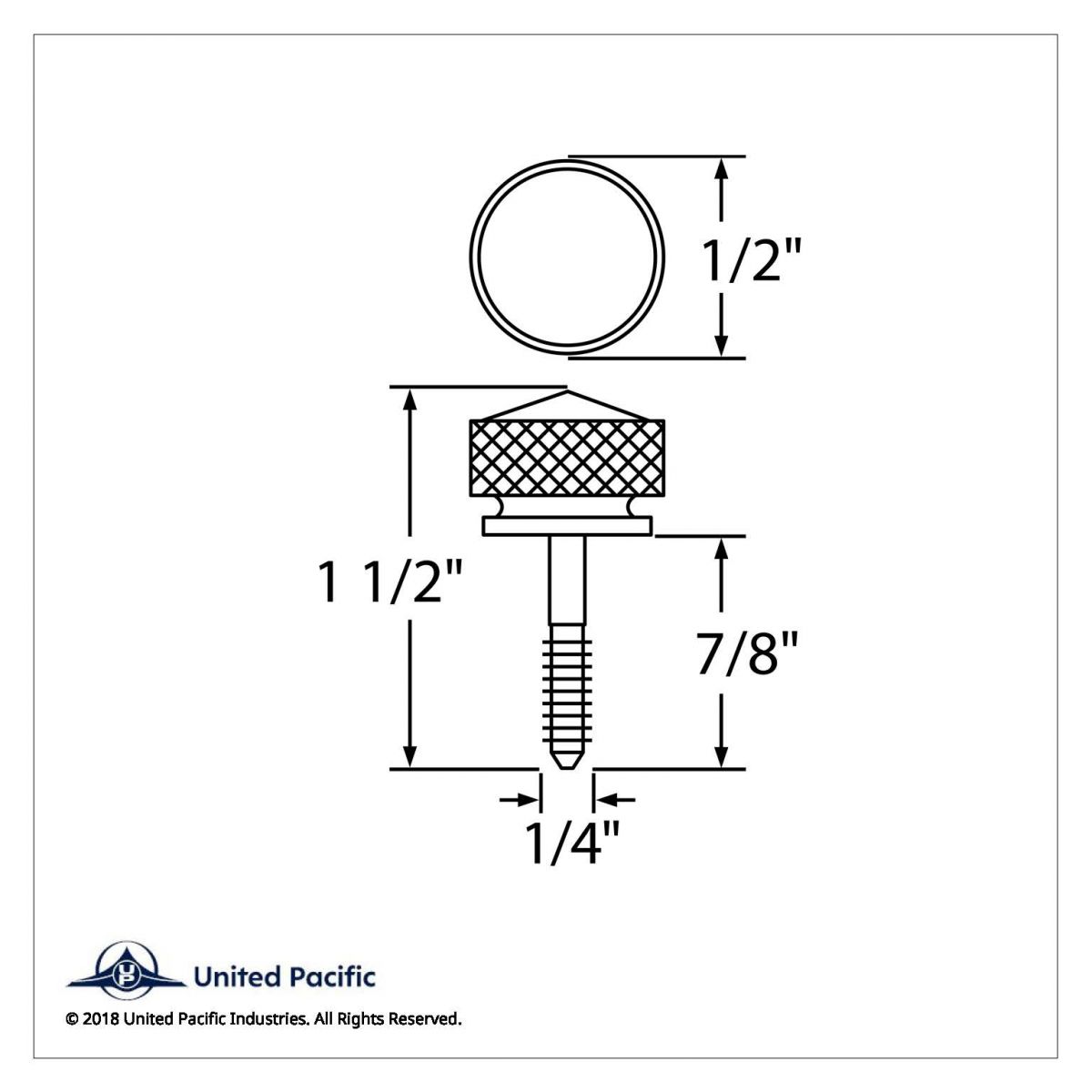 1/4"-20 Knurled Head Dash Screw For Peterbilt - Blue Crystal (Bulk) - Thumbnail 2