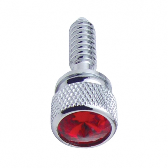 1/4"-20 Knurled Head Dash Screw For Peterbilt - Red Crystal (Bulk)