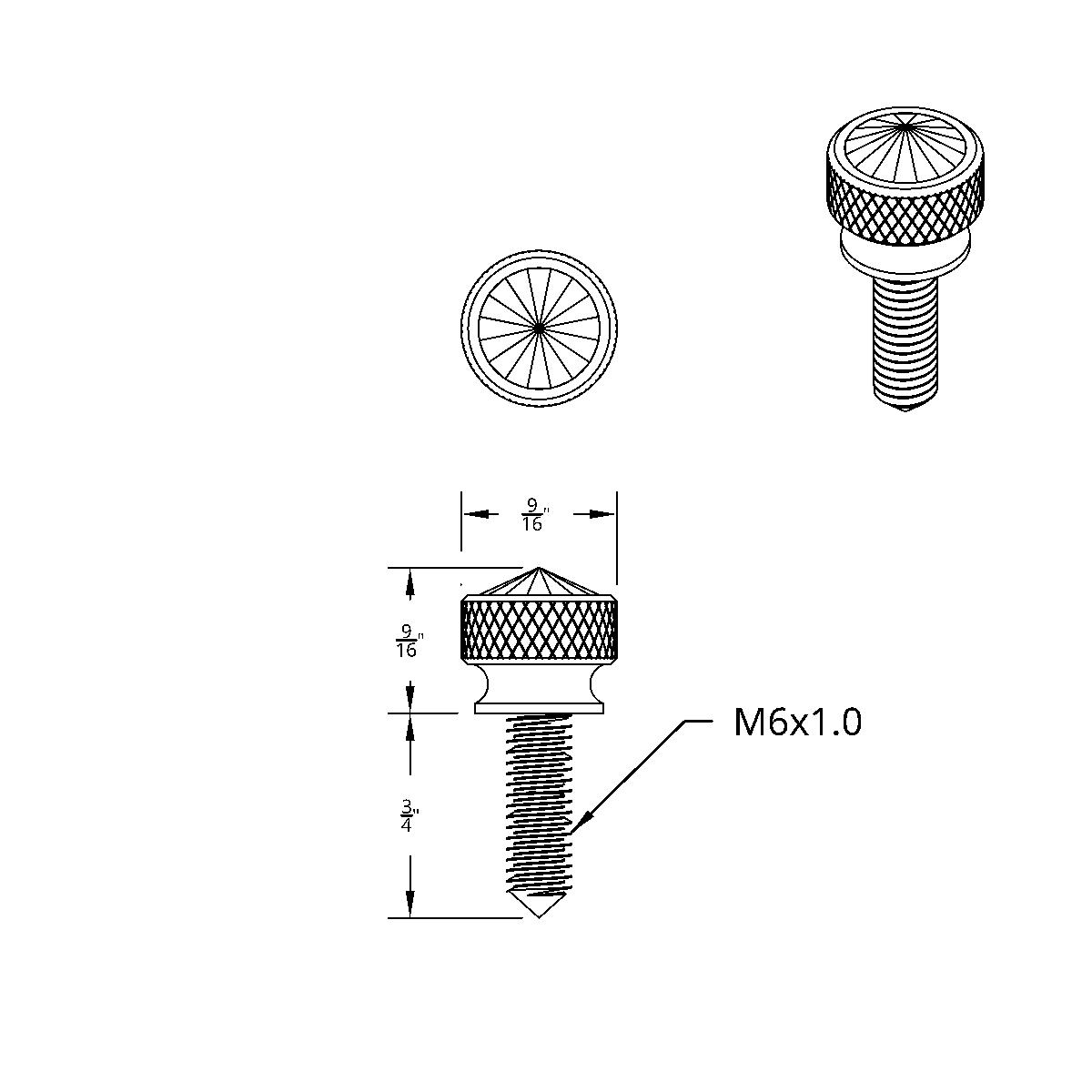 3/4" Short M6-1.0 Dash Screw For Kenworth - Blue Crystal (12-Pack) - Thumbnail 2