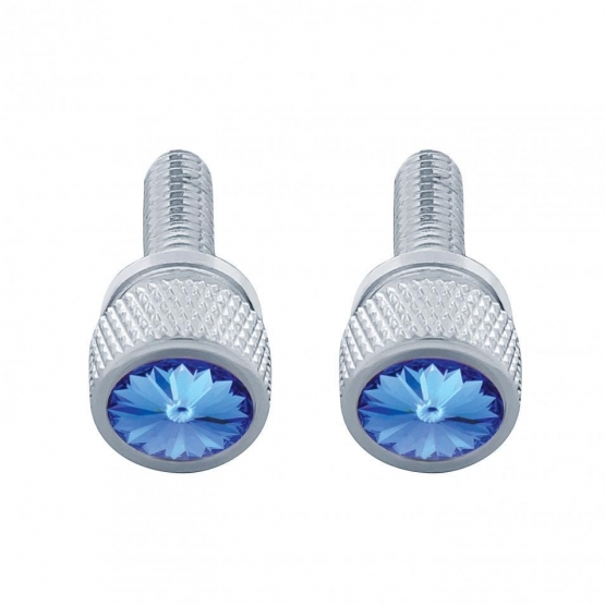 3/4" Short M6 Dash Screw With Crystal For Kenworth - Blue Crystal (2-Pack)
