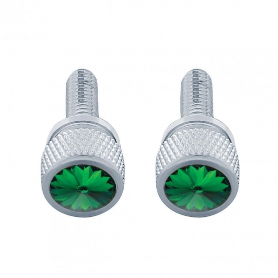3/4" Short M6 Dash Screw With Crystal For Kenworth - Green Crystal (2-Pack)