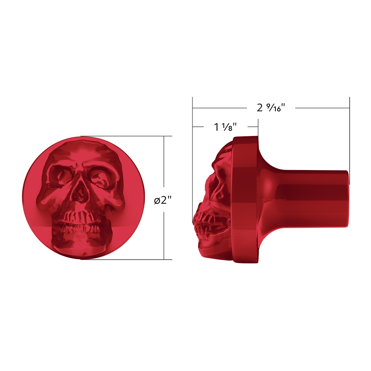 Skull Air Valve Knob - Candy Red - Thumbnail 5