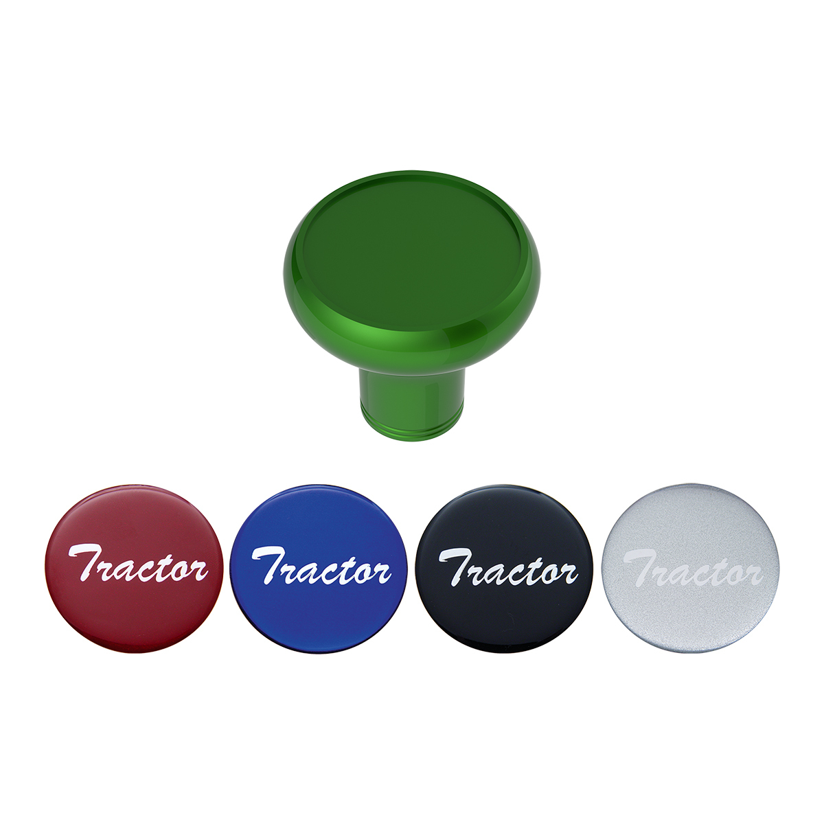 Deluxe Aluminum Screw-On Air Valve Knob With Multi-Color Glossy Tractor Sticker - Emerald Green - Thumbnail 4