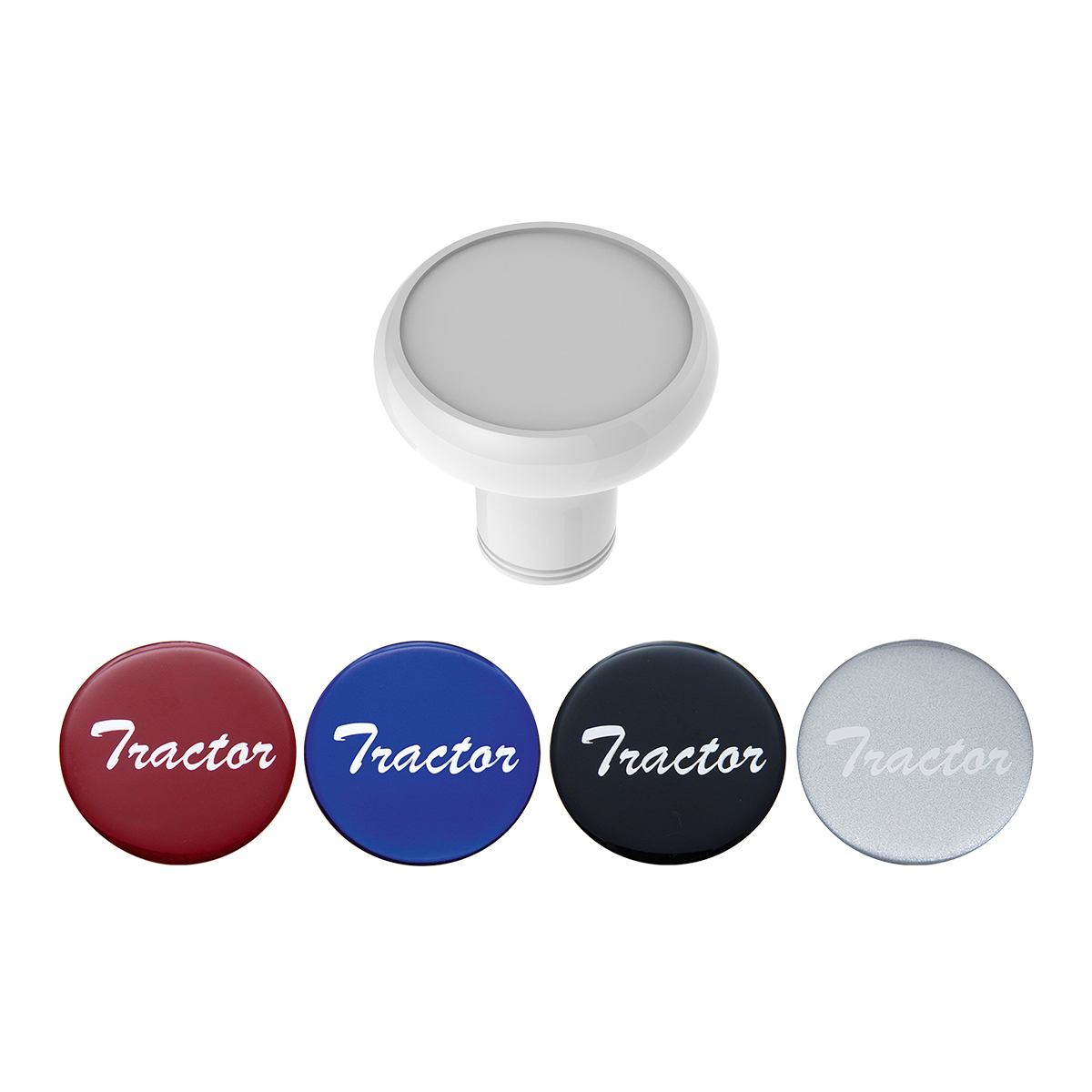 Deluxe Aluminum Screw-On Air Valve Knob With Multi-Color Glossy Tractor Sticker - Pearl White - Thumbnail 4
