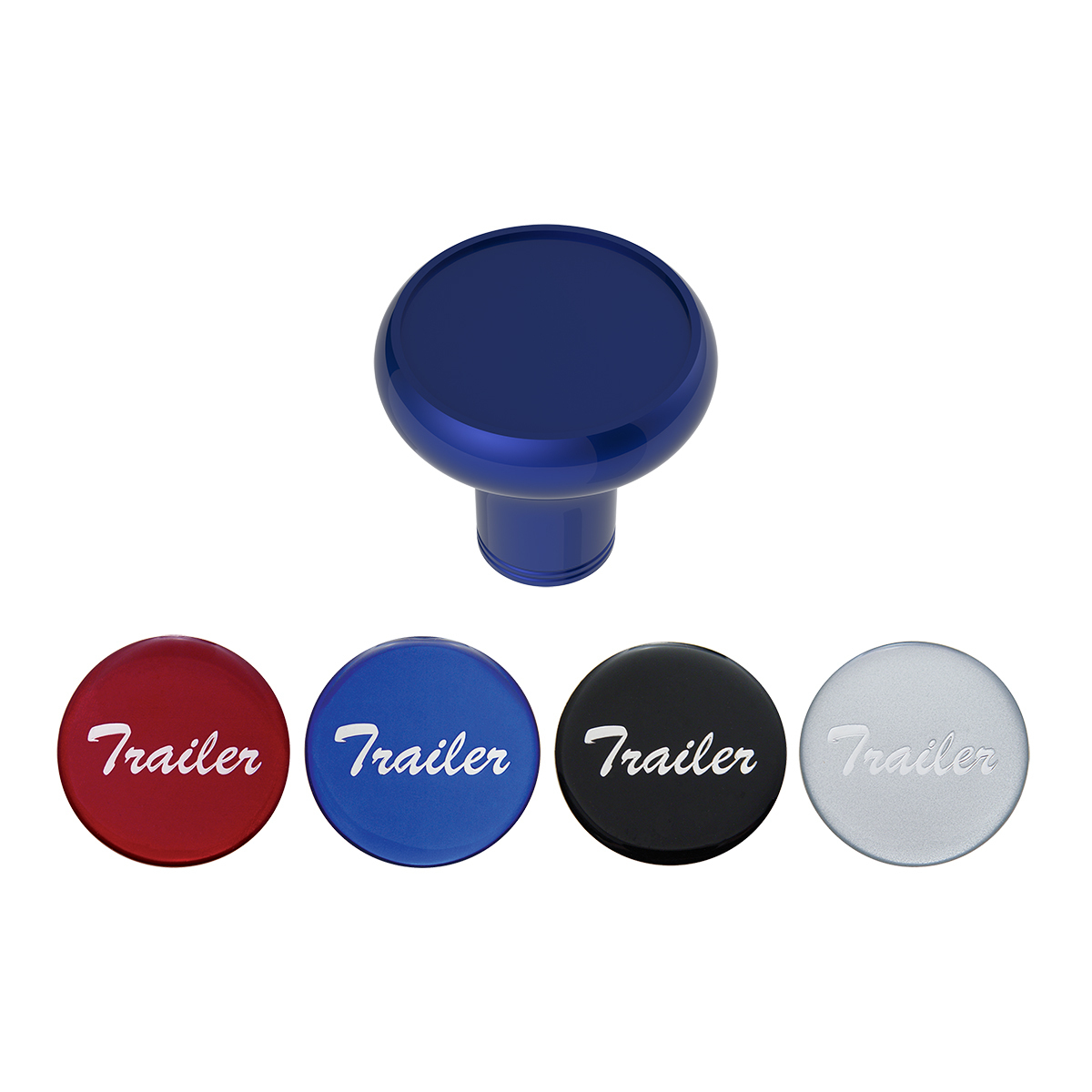 Deluxe Aluminum Screw-On Air Valve Knob With Multi-Color Glossy Trailer Sticker - Indigo Blue - Thumbnail 4