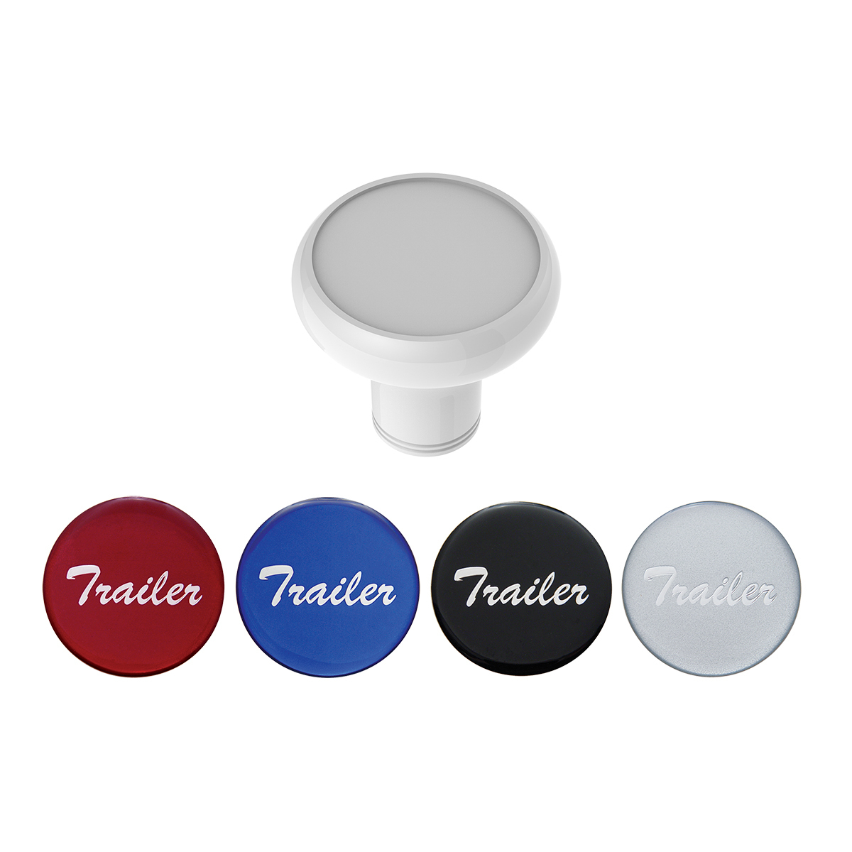 Deluxe Aluminum Screw-On Air Valve Knob With Multi-Color Glossy Trailer Sticker - Pearl White - Thumbnail 4