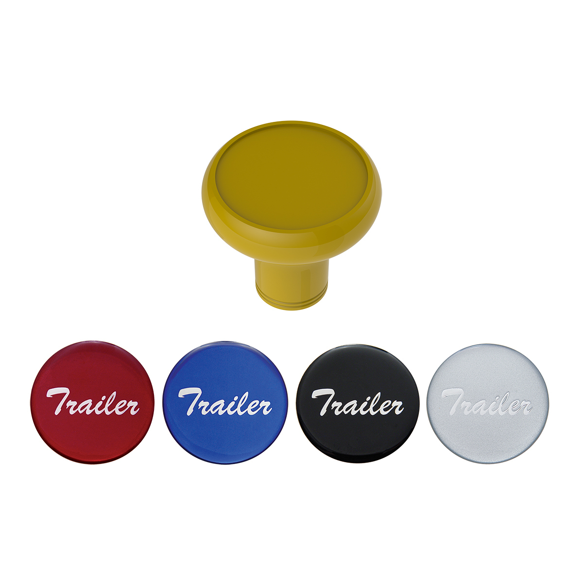 Deluxe Aluminum Screw-On Air Valve Knob With Multi-Color Glossy Trailer Sticker - Electric Yellow - Thumbnail 4