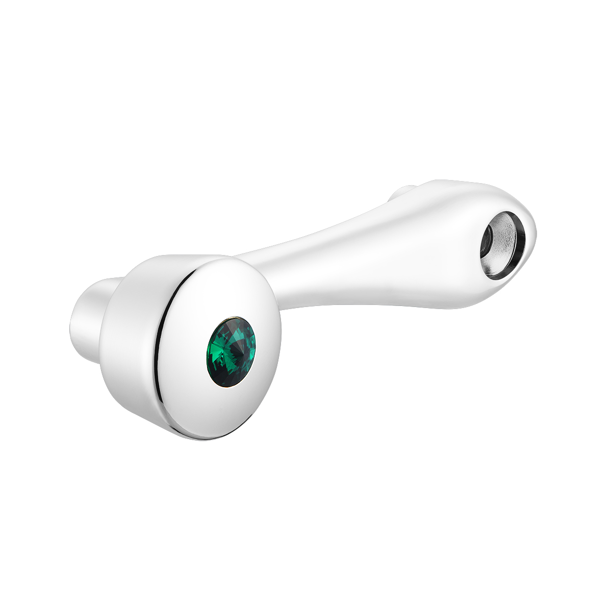 Chrome Die-Cast Window Crank With 16-Spline 7/16” OD Adapter - Green Crystal - Thumbnail 2