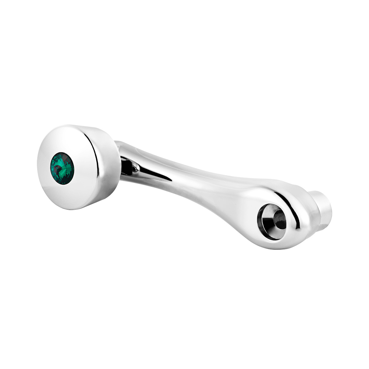 Chrome Die-Cast Window Crank With 16-Spline 7/16” OD Adapter - Green Crystal - Thumbnail 3