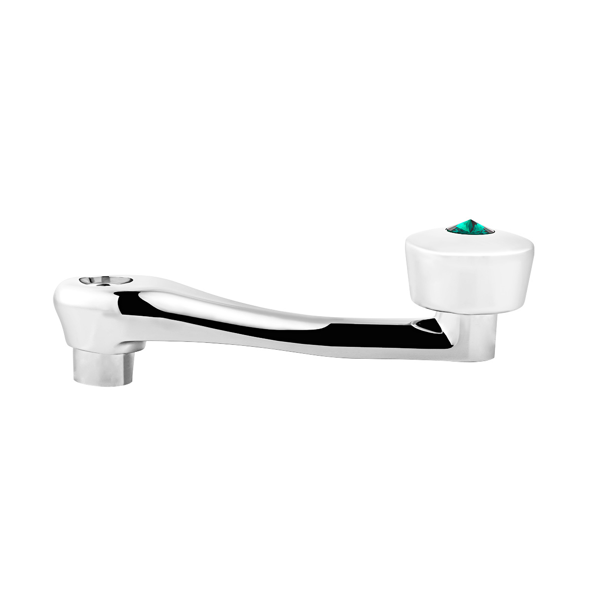 Chrome Die-Cast Window Crank With 16-Spline 7/16” OD Adapter - Green Crystal - Thumbnail 4