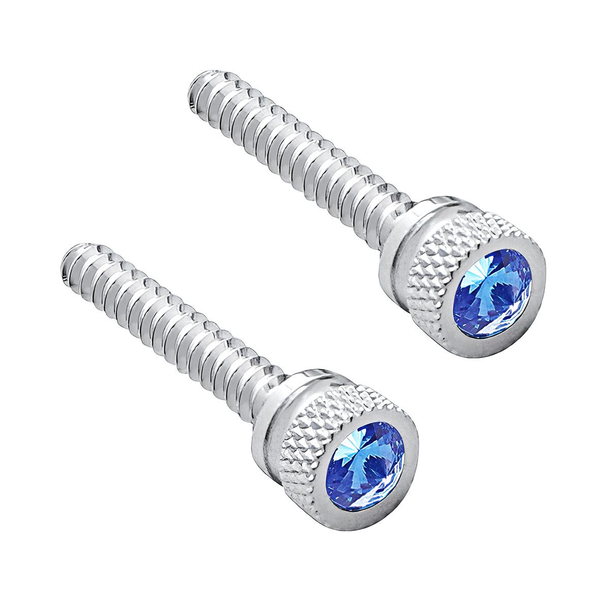 Chrome Long Dash Screw With Blue Crystal For Freightliner (2-Pack)