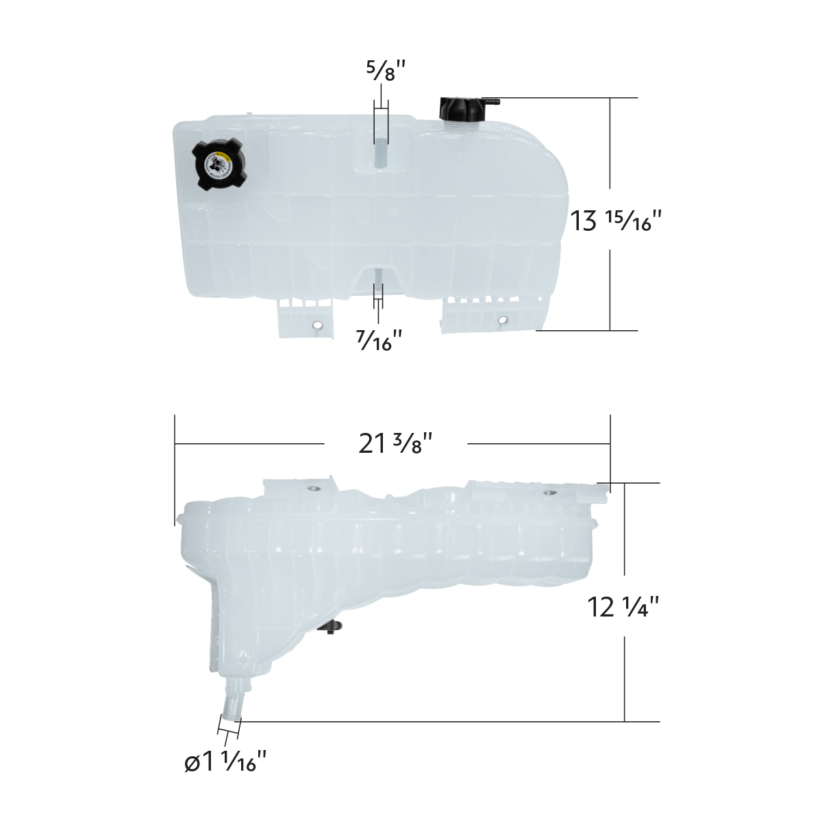 Pressurized Coolant Reservoir & Coolant Level Sensor For 2008-2022 Peterbilt 389 & Kenworth W900