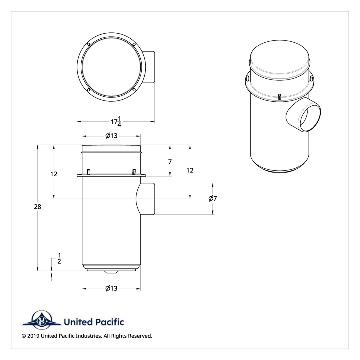 13" Stainless Air Cleaner Housing for Peterbilt/Kenworth - Thumbnail 5