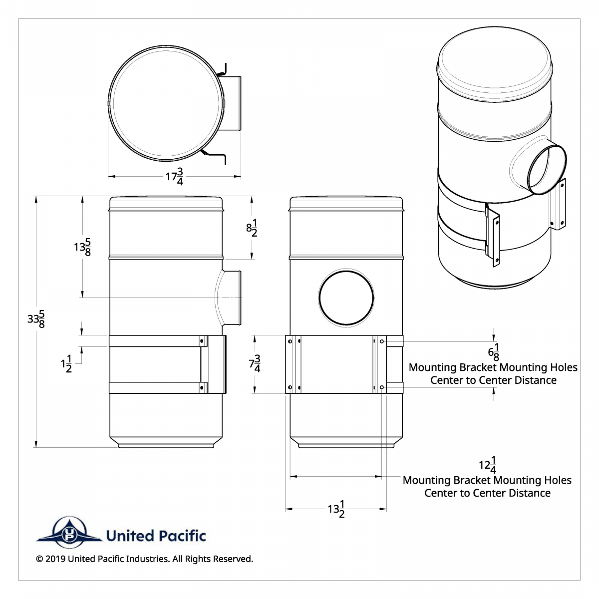 15" Stainless Air Cleaner Kit With Brackets For Peterbilt - Thumbnail 3