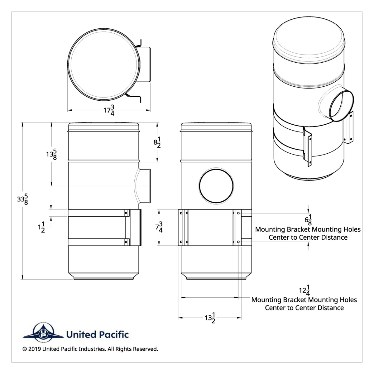 15" Stainless Air Cleaner Kit With Brackets For Peterbilt - Thumbnail 5