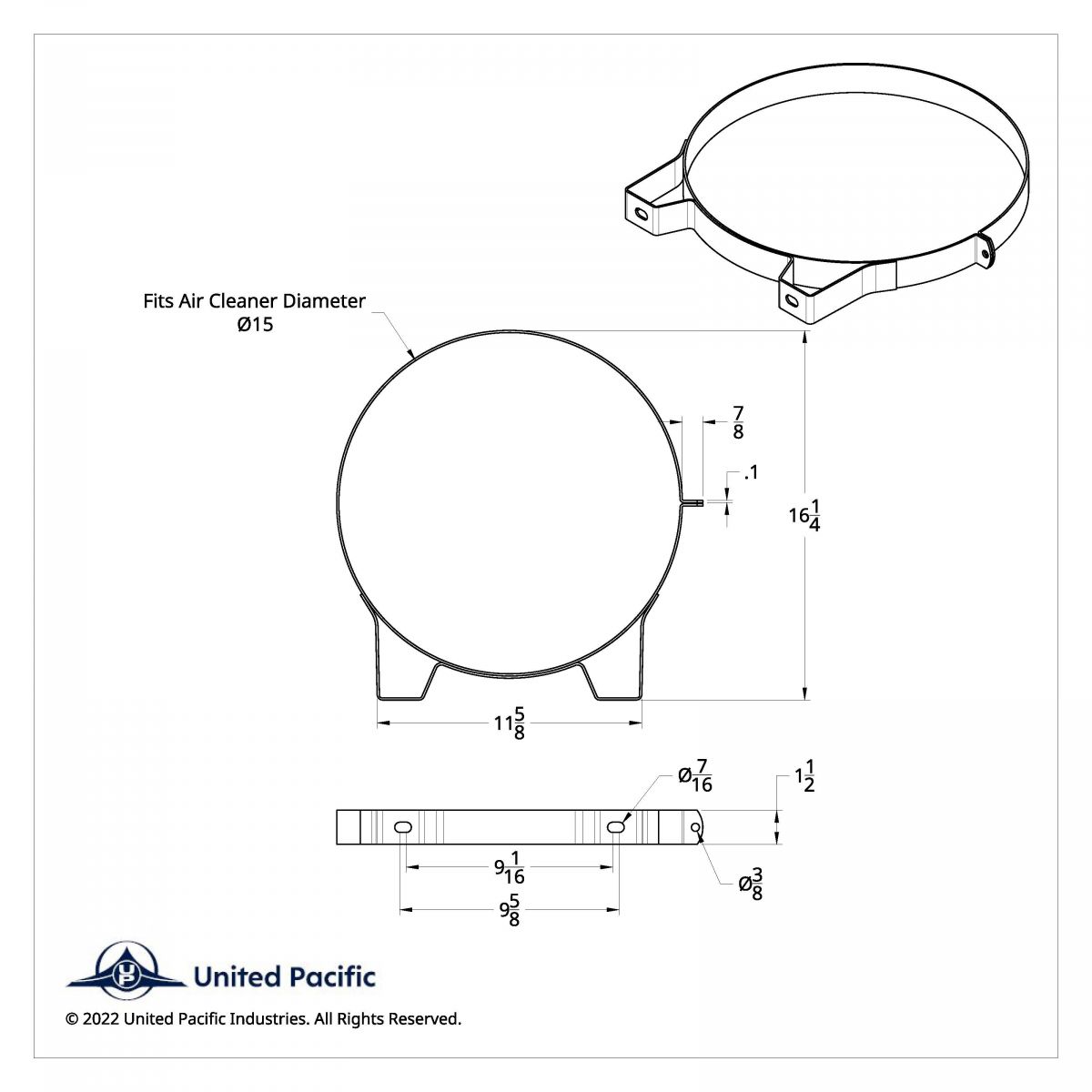 15" Stainless Kenworth Air Cleaner Mounting Bracket (Bulk) - Thumbnail 3