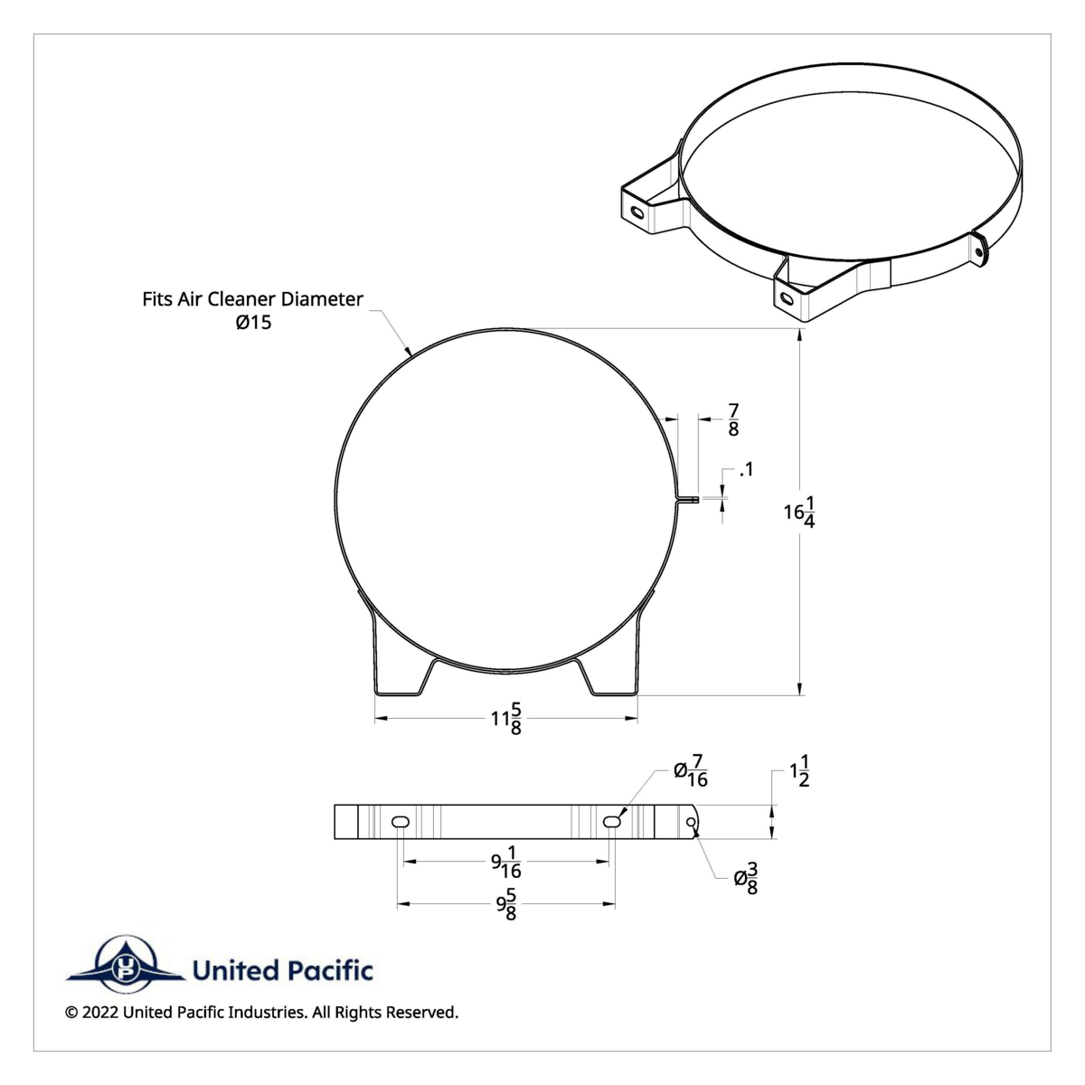 15" Stainless Kenworth Air Cleaner Mounting Bracket (Bulk) - Thumbnail 4