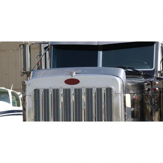 430 Stainless Steel Bug Shield For Peterbilt 379 Long Hood - Thumbnail 2