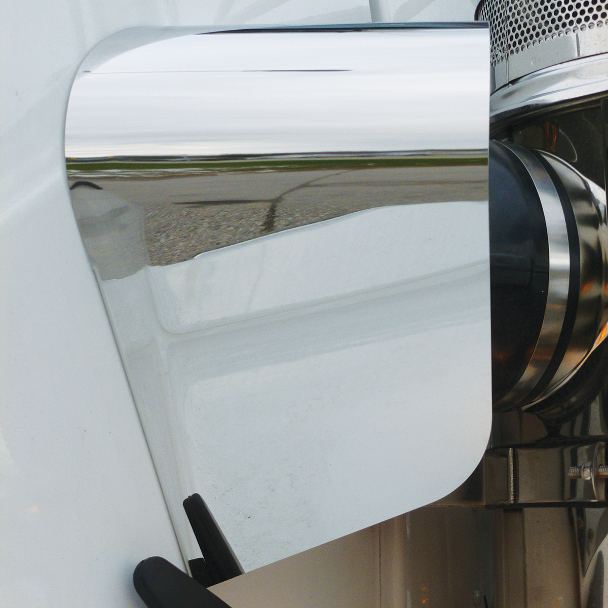 Stainless Air Intake Shroud For 2008+ Kenworth T800 With Split Fender Metton Hood - Thumbnail 2