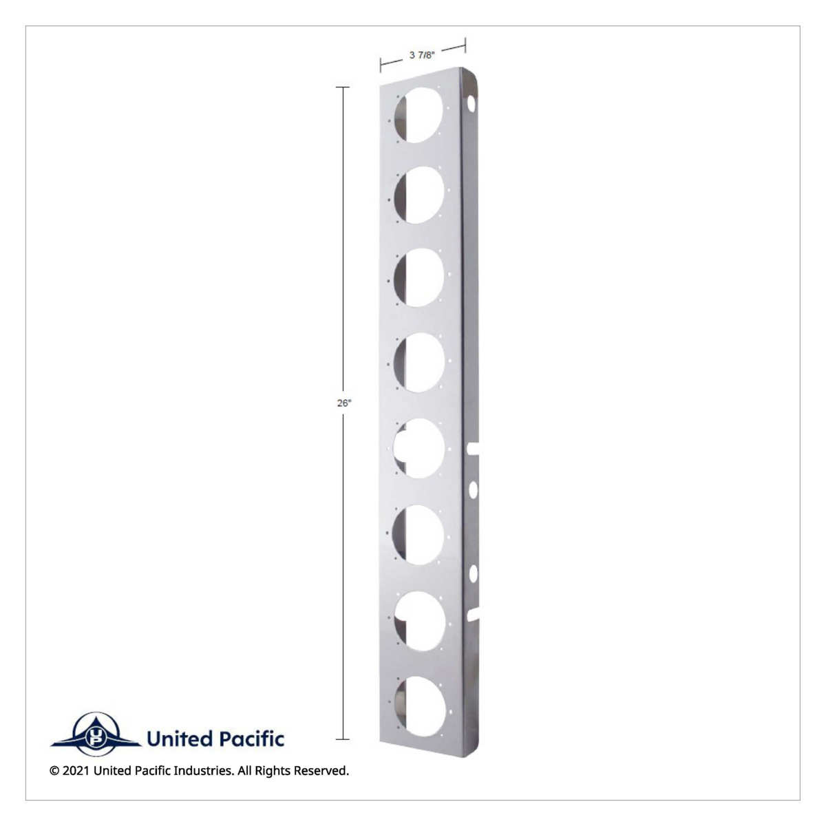 Peterbilt Stainless Front Air Cleaner Bracket Only - 16 Light Cutouts (Pair) - Thumbnail 5