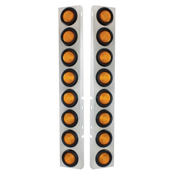 Stainless Front Air Cleaner Bracket With 16X 2" Flat Lights & Grommets For Peterbilt