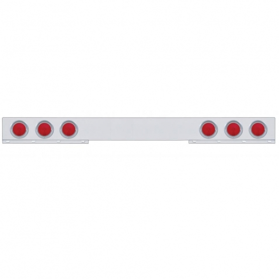 Chrome 1 Piece Rear Light Bar With Six 4" Lights & Visors