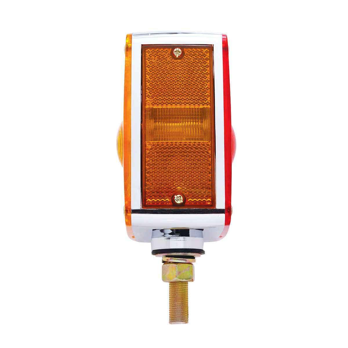 Square Double Face Turn Signal Light With Single Stud - Amber & Red Lens - Thumbnail 2