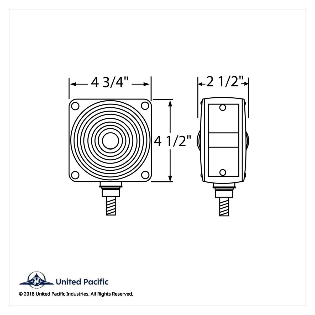 Square Double Face Turn Signal Light With Single Stud - Amber & Red Lens - Thumbnail 4