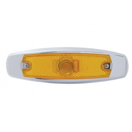 Single Halogen Bulb Light (Clearance/Marker) With SS Bezel - Amber Lens (Bulk)