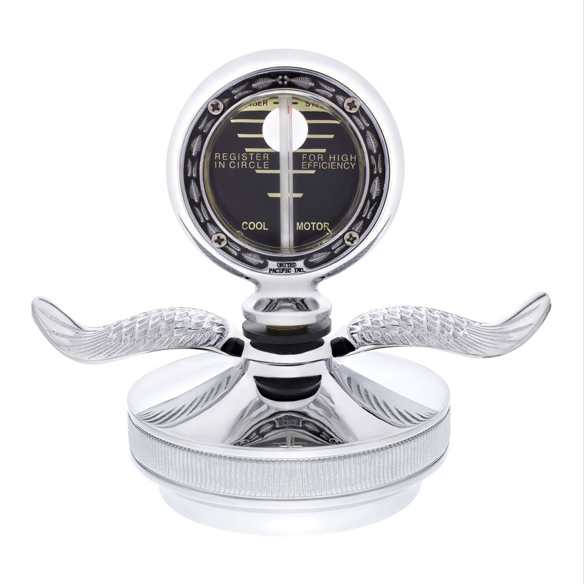 Chrome Aluminum Boyce MotoMeter With Base & Chrome Wings