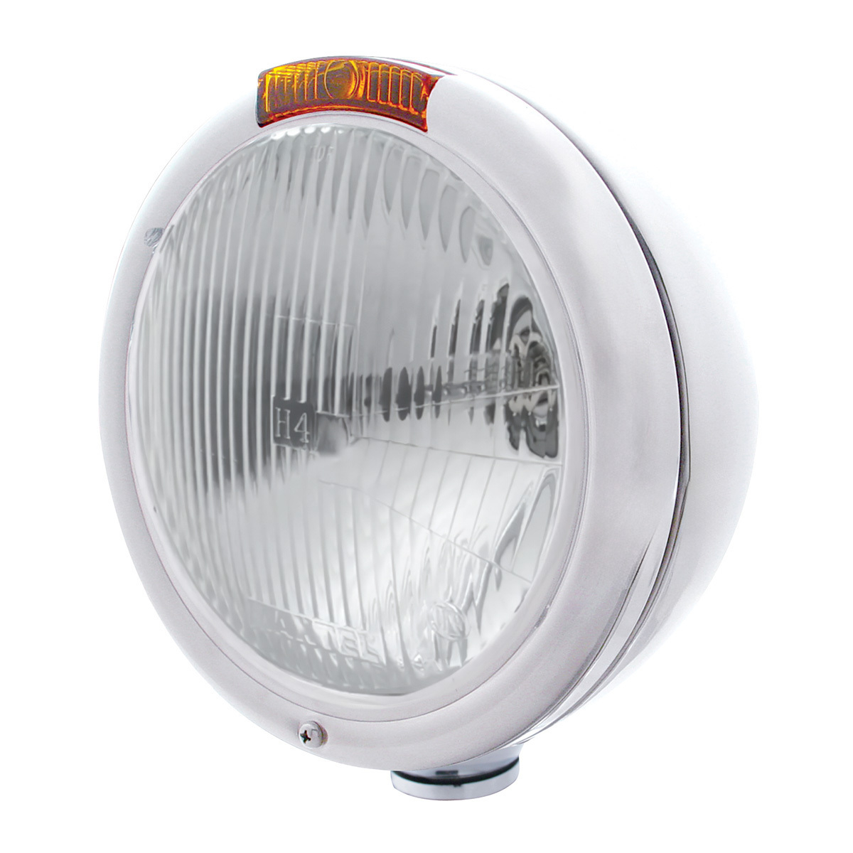 Chrome Classic Headlight H4 Bulb & Turn Signal - Amber Lens - Thumbnail 5