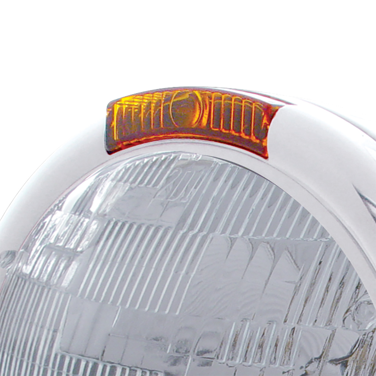 Chrome Classic Headlight H6024 Bulb & Turn Signal - Amber Lens - Thumbnail 3