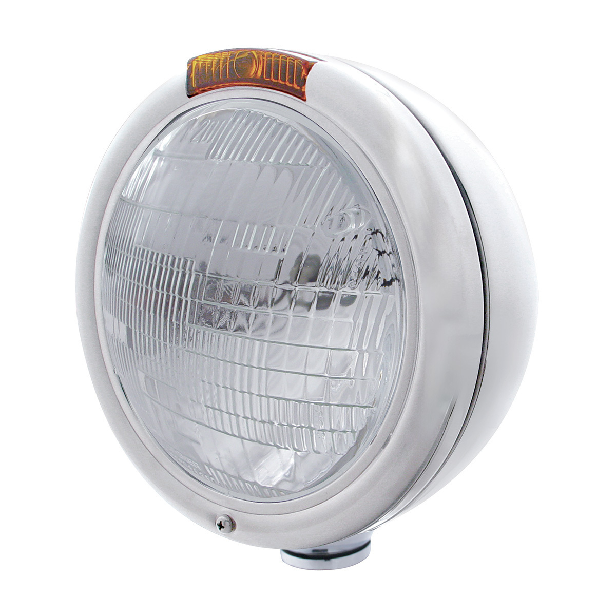 Chrome Classic Headlight H6024 Bulb & Turn Signal - Amber Lens - Thumbnail 5