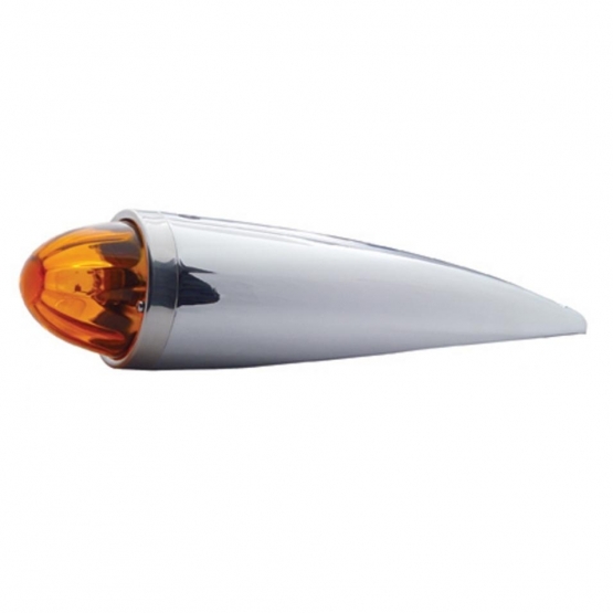 Chrome Die Cast Torpedo Cab Light With Watermelon Glass Lens & 1156 Bulb - Amber - Thumbnail 2
