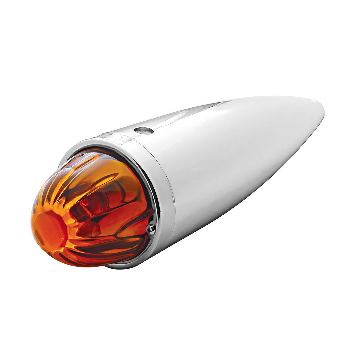 Chrome Die Cast Torpedo Cab Light With Watermelon Glass Lens & 1156 Bulb - Dark Amber