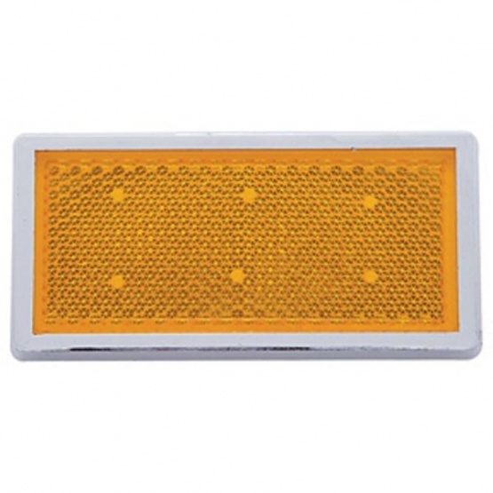 Rectangular Quick Mount Reflector With Chrome Bezel - Amber