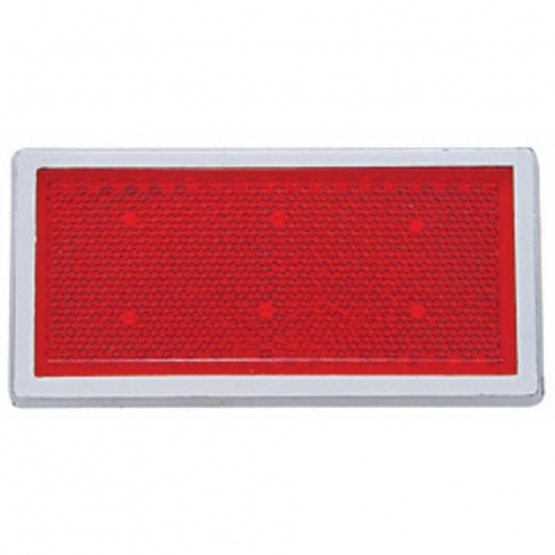 Rectangular Quick Mount Reflector With Chrome Bezel - Red