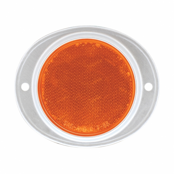 3-3/16" Round Reflector With Aluminum Mount Base - Amber
