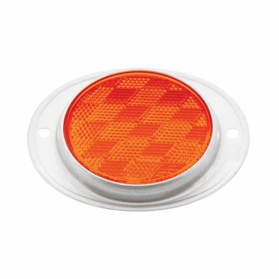 3-3/16" Round Reflector With Aluminum Mount Base - Amber - Thumbnail 2