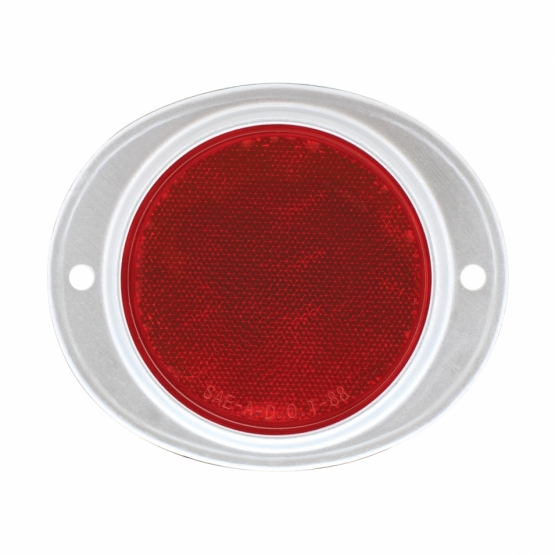3-3/16" Round Reflector With Aluminum Mount Base - Red
