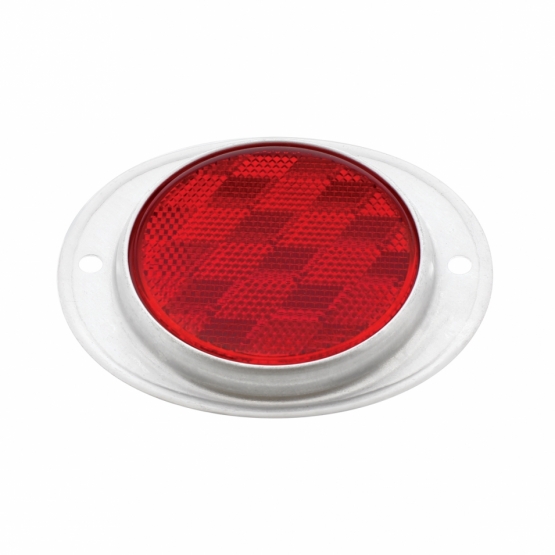 3-3/16" Round Reflector With Aluminum Mount Base - Red - Thumbnail 2