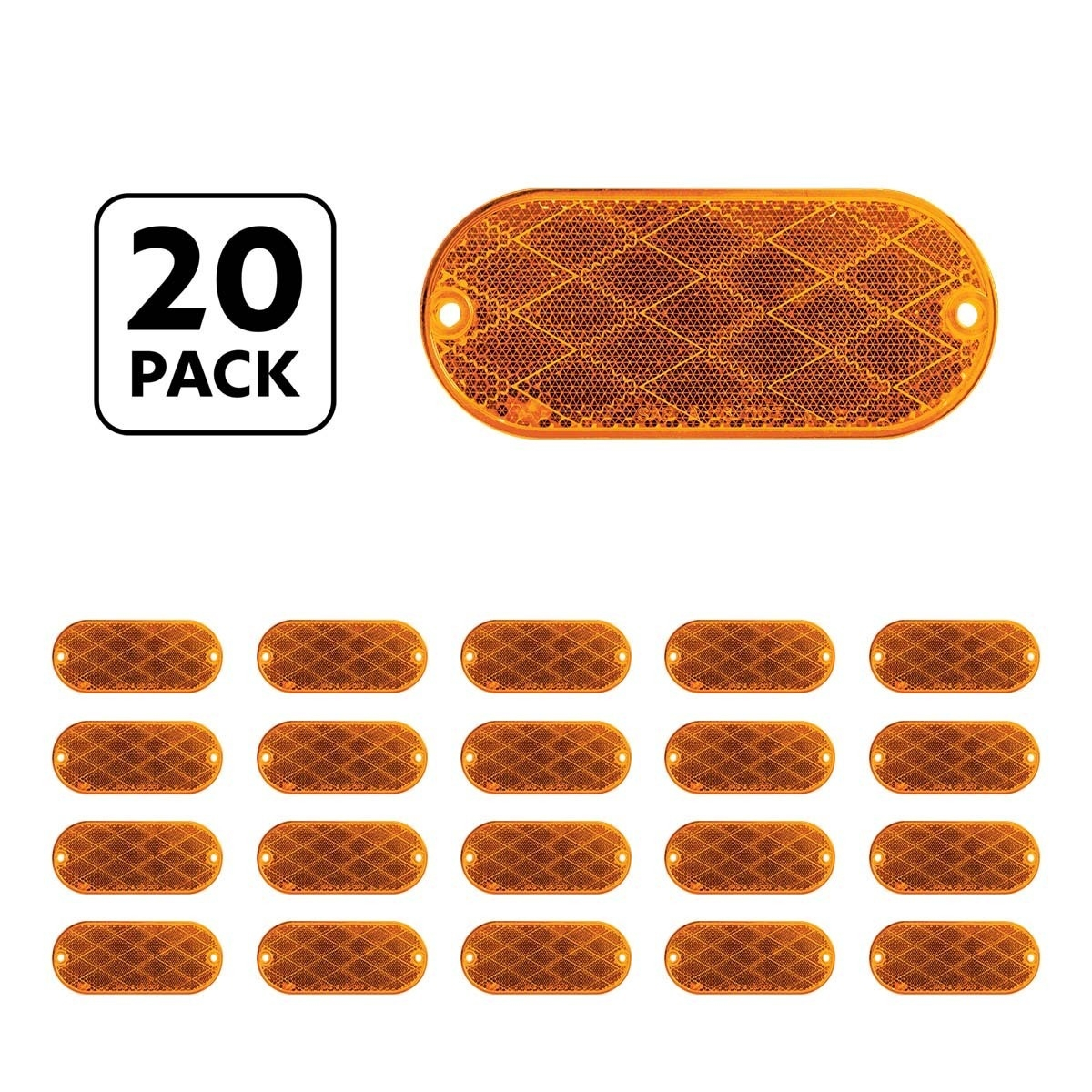 4" X 2" Oval Quick Mount Reflector - Amber (20 Pcs) - Thumbnail 6