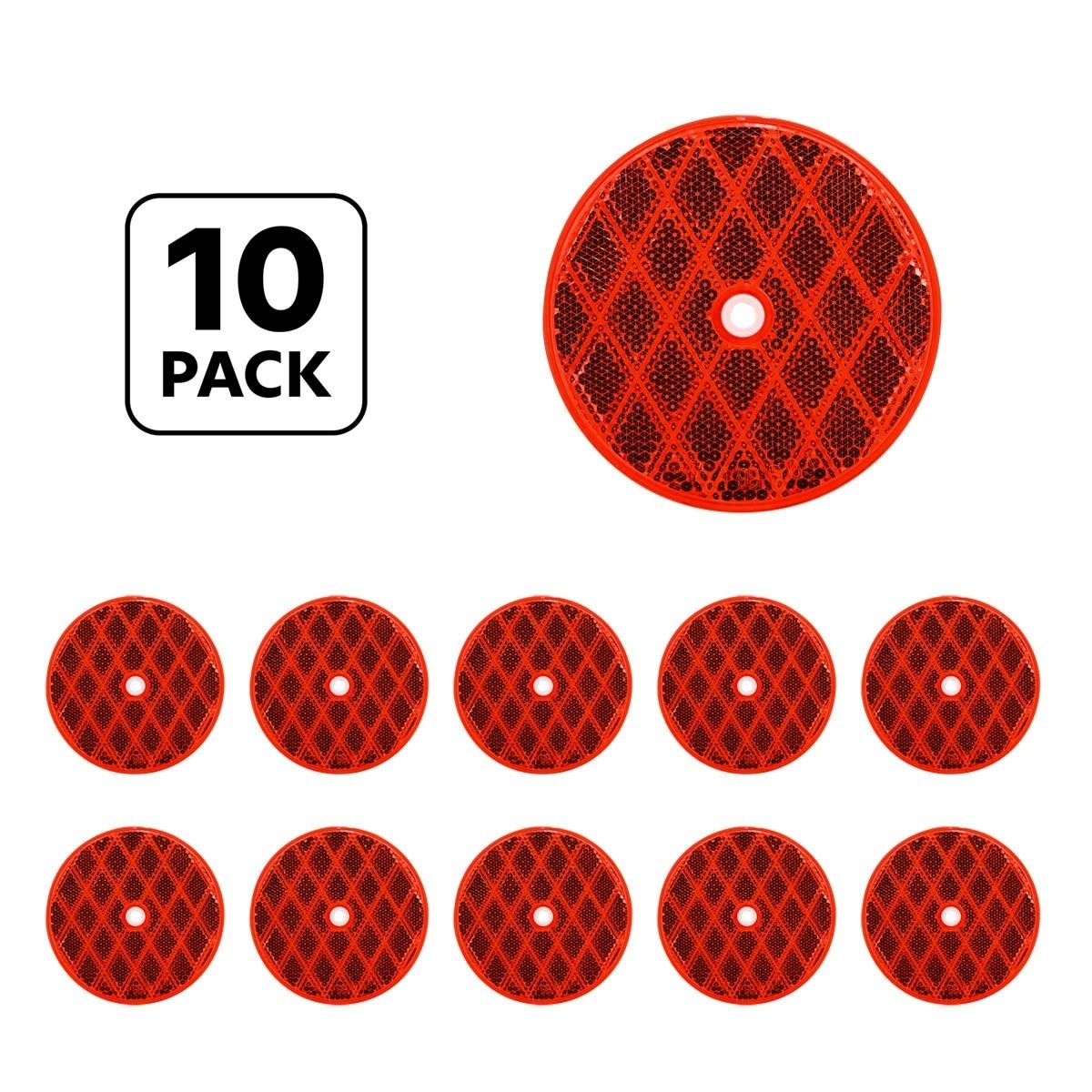 3 3/16" Round Center Bolt Reflector - Red (10 Pcs) - Thumbnail 6