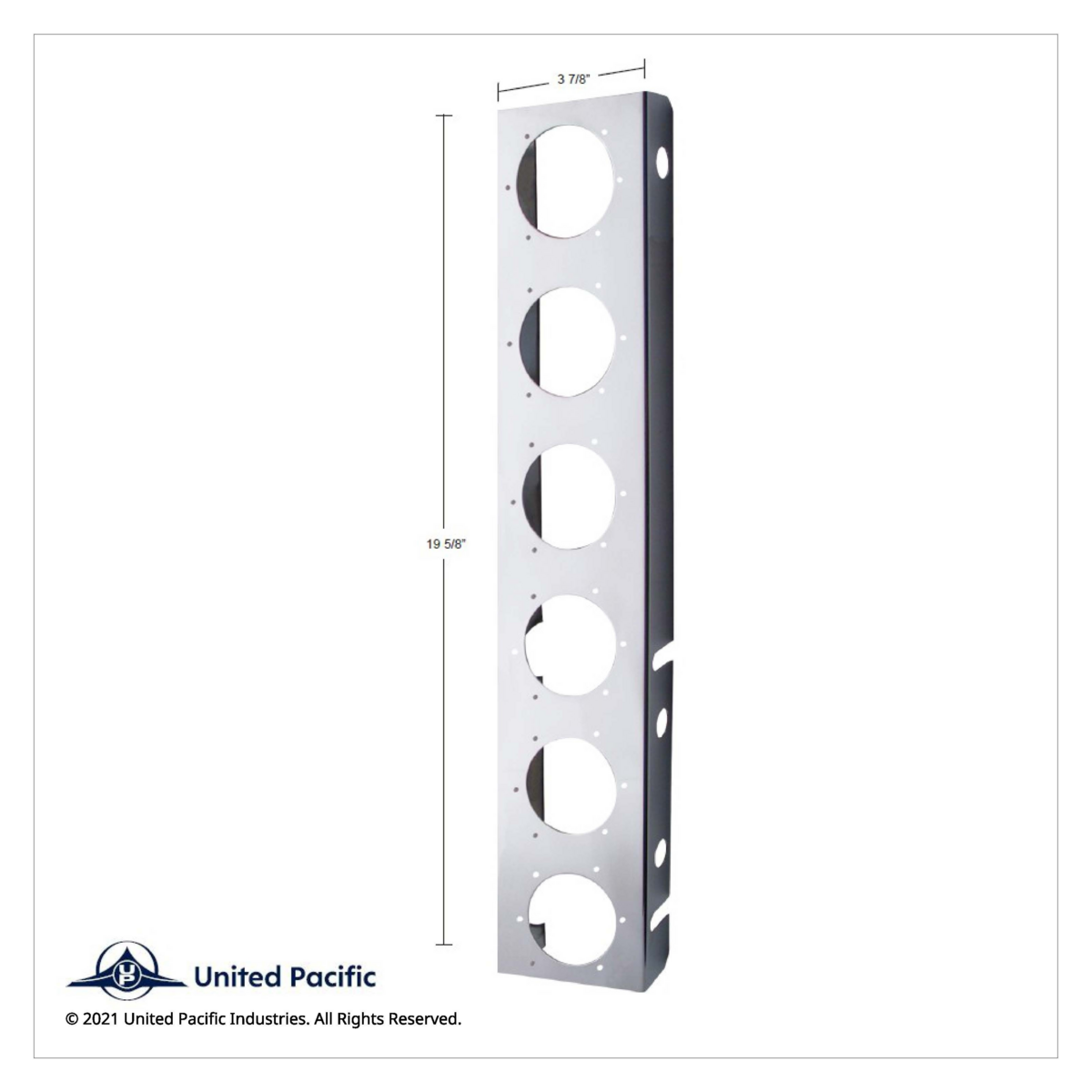 Stainless Front Air Cleaner Bracket With 12X 2" Flat Lights & Visors For Peterbilt - Thumbnail 2